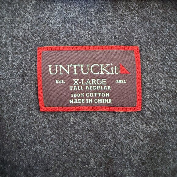 UNTUCKit Fuligni Brushed Cotton Flannel Shirt Blue Men's XLT Casual Button-Up - Picture 9 of 13